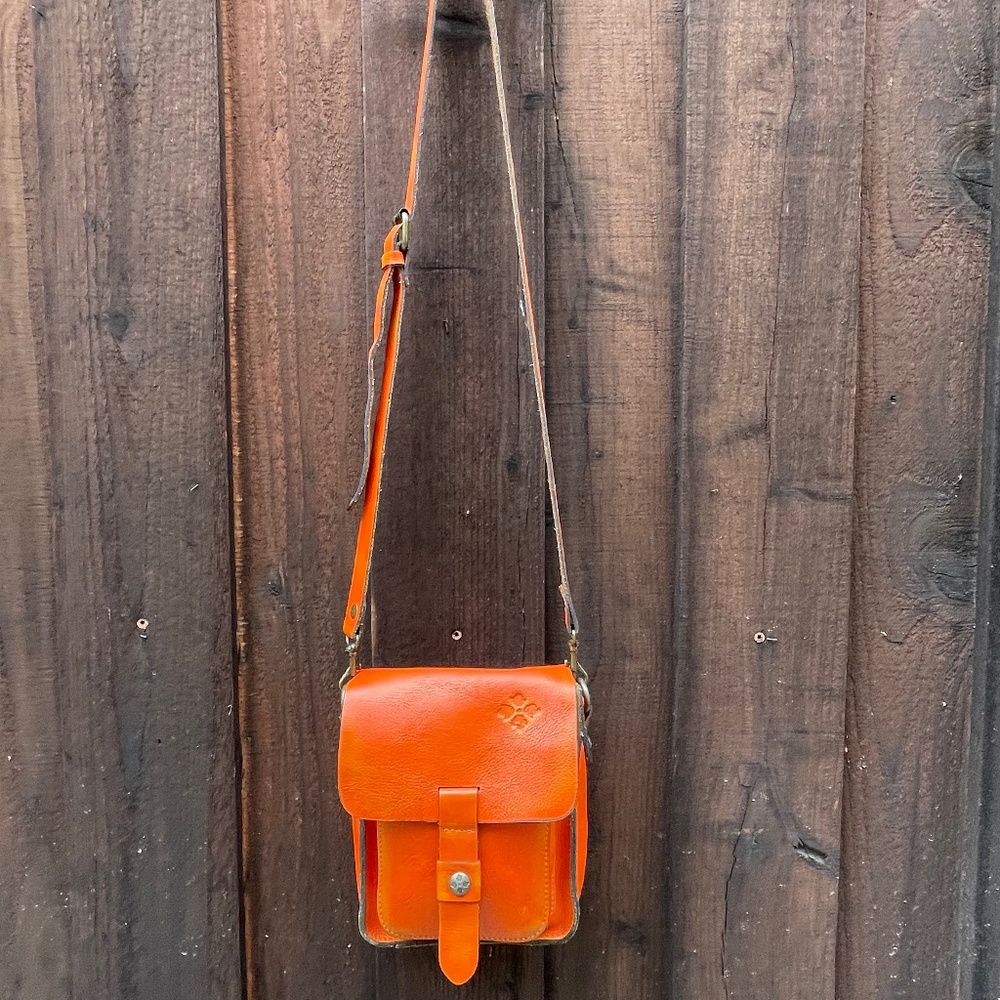 Patricia Nash Casina orange soft leather crossbody purse overdye